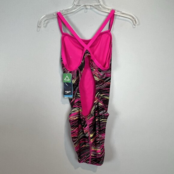 SPEEDO Fragments Drill Back PowerFlex Pink Swimsuit Women's size 10 / 36 NWT - Picture 4 of 14